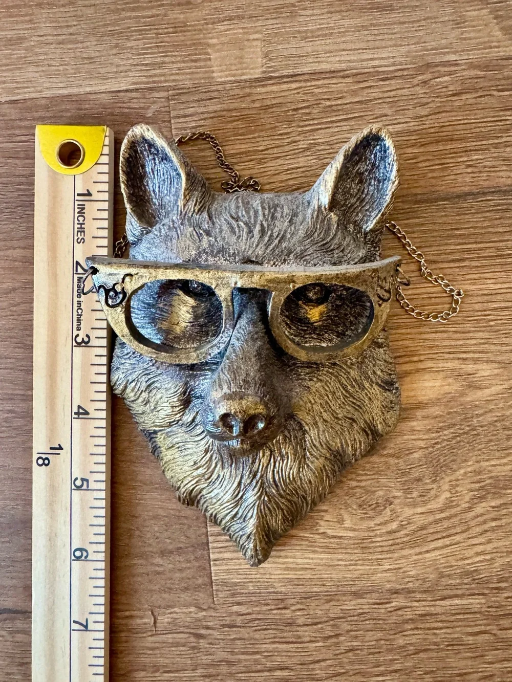 Bronze Fox w/Glasses Wall Hanging- Decorative Home Accent